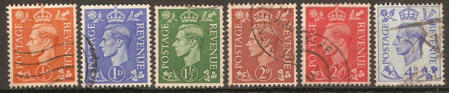 Great Britain 1950 KGVI Definitives Set. SG503-SG508.